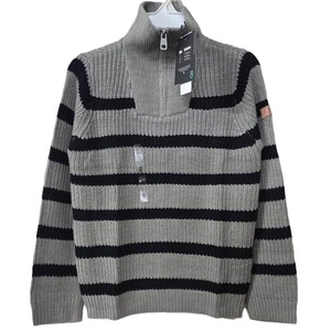 Pull rayé à demi-zip pour garçons, 100 % acrylique, personnalisé, manches longues, teint en fil, trois couleurs, fournisseur du Bangladesh - Product Image 3