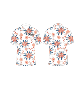 เสื้อโปโลลายดอกไม้สไตล์เรโทร พิมพ์ลายทั้งตัว เสื้อกอล์ฟแขนสั้น ชุดกีฬาทีม - Product Image 4