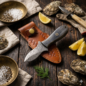 มีดเปิดหอยนางรมด้ามกระดูกเหล็กดามัสกัสแบบเป็นมิตรกับสิ่งแวดล้อม พร้อมปลอกมีด อุปกรณ์ทำอาหารทะเล อุปกรณ์ครัวสำหรับเปิดเปลือกหอย - Product Image 5