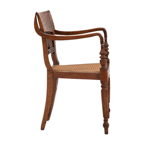เก้าอี้ไม้เนื้อแข็งแบบคลาสสิกพร้อมที่นั่งหวายธรรมชาติและพนักพิงแกะสลัก สำหรับห้องนั่งเล่น โรงแรม และเฟอร์นิเจอร์วิลล่า - Product Image 3
