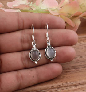 Pendientes de Piedra Lunar Blanca Natural, Plata de Ley 925, Pendientes Geométricos Largos, Piedra de Nacimiento de Junio, Joyería de Lujo para Bodas y Fiestas - Product Image 3