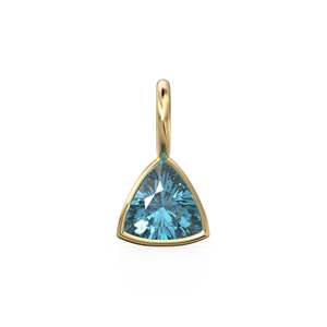 Swiss Blue Topaz 5mm 14k Yellow <b>Solid</b> <b>Gold</b> Charm <b>Pendant</b> Bezel Jewelry Finding / November Birthstone / Trillion Cut Blue - Product Image 1