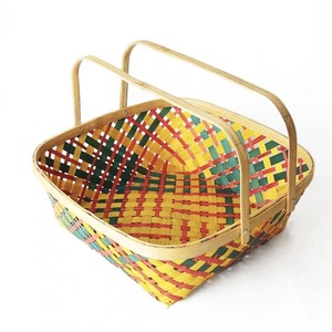 Top Selling Natural Empty <b>Wicker</b> Fruit <b>Basket</b> Bamboo <b>Baskets</b> With <b>Handle</b> for Kitchen Storage - Product Image 1