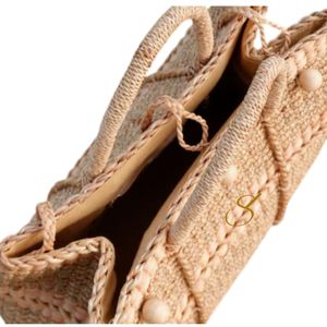 Sac fourre-tout vintage en jacinthe d'eau tressée : Sac de plage en paille - Product Image 3