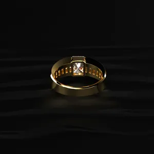 3.3CT Yellow Gold <b>Mens</b> Radiant Cut Labgrown Diamond D-E <b>Ring</b> With Channel Set Band Fine Jewelry Special Design For Engagement. - Product Image 5