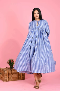 Robe en coton indien écologique faite à la main, confortable, décontractée pour l'été, tendance, imprimé en blocs, cadeau personnalisé pour la mariée - Product Image 3