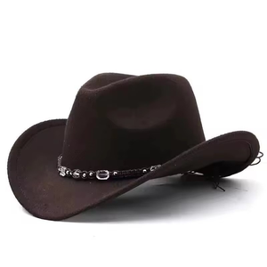 Custom Classic 100% Leather Cowboy Fedora Felt <b>Hat</b> Wide Brim Leather <b>Band</b> Western Outdoor Use Image Design Unisex Four Seasons - Product Image 3
