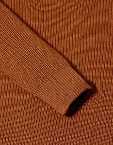 Pull classique en maille côtelée pour homme avec demi-fermeture éclair, chaud, couleur rouille, pour automne/hiver, ODM/OEM - Product Image 3
