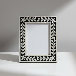 <b>Black</b> White Mother Pearl Brass Lightweight Digital Printed Horizontal <b>Photo</b> <b>Frame</b> Rectangle Tabletop Wall Decor for Home Wedding - Product Image 2