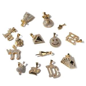 Collier pendentif couronne 100 en argent sterling 925 plaqué or, serti de micro-pavés de diamants CZ, bijoux hip-hop pour hommes - Product Image 2