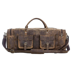 Sac de voyage en cuir véritable 100% personnalisable grande capacité avec logo personnalisé pour hommes et femmes, sac de week-end - Product Image 3