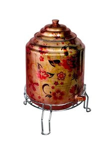 Distributeur d'eau en cuivre avec motif floral et robinet pour usage domestique - Product Image 3