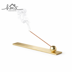 Modern Brass Incense Holder with Ball Accent Long Tray <b>Stick</b> Burner Elegant Ash Catcher Minimalist Home Fragrance Meditation - Product Image 1