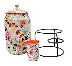 Distributeur d'eau en cuivre avec motif floral et robinet pour usage domestique - Product Image 3