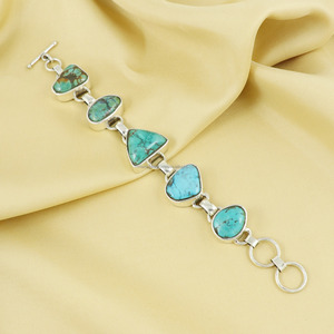 925 Sterling Silver Natural Gemstone Manchette Bracelet Unisexe Bracelets En Gros Cadeau Premium Cristal Bijoux Lien-Chaîne bracelets - Product Image 1