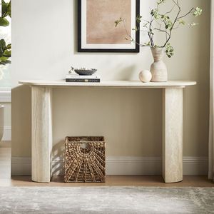 Tavolo Console Moderno da 55,12 Pollici con Motivo in Finto Marmo MARS, Tavolino Sottile in MDF per Soggiorno - Product Image 1