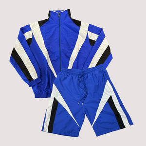 เสื้อแจ็คเก็ตกันลมผู้ชาย ชุดเสื้อยืดแขนสั้น ชุดเซ็ตเสื้อผ้าผู้ชายแบบสั่งทำ ชุดเสื้อและแจ็คเก็ตสองชิ้น ซิป โพลีเอสเตอร์ - Product Image 2