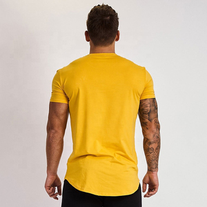 Camiseta de manga corta con cuello redondo para hombre, con logo personalizado, dobladillo curvo, para gimnasio y fitness, venta al por mayor 2026 OEM - Product Image 5