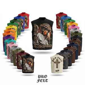 Hip Hop Custom Graphic Printed Sleeveless Tank Top Men Streetwear Washed Cotton Whole Sale High Quality Punk Style Shirts - Product Image 1