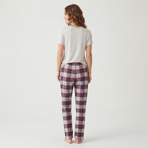 Pantalon en flanelle à jambes larges en coton pour femmes, ensemble de pyjama en flanelle décontracté pour l'hiver, toucher doux, longueur longue, taille oversize, vêtements de nuit pour femmes - Product Image 2