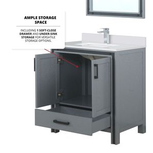 Mobile da Bagno Grigio Scuro 30 Pollici L X 22 Pollici Set rubinetteria D con piano in quarzo bianco, 28 pollici. Mobili da Bagno con Specchio - Product Image 6