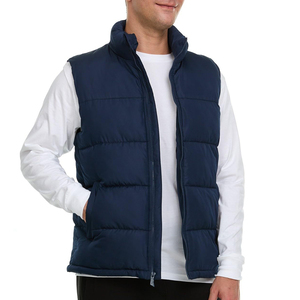 GENERSA SPORTS Men's Winter Stand Collar Puffer <b>Vest</b> Solid <b>Brown</b> Zipper Closure Windproof Casual Outer Wear Eco-friendly - Product Image 3