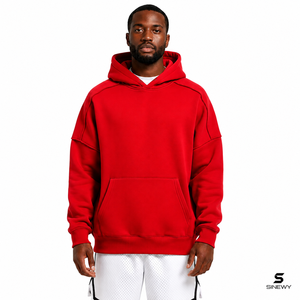 SINEWY <b>Men's</b> <b>Red</b> Cartoon Zip-Up Hooded Fleece <b>Sweatshirt</b> 100% Cotton Lined Casual Hoodie Breathable Knitted Oversized Spring - Product Image 1