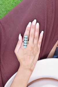 Handmade Mojave Turquoise Sterling Silver <b>Adjustable</b> <b>Ring</b> Natural Gemstone Jewelry for Women Wholesale - Product Image 6