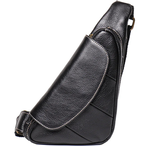 Bolso de Pecho de Cuero Genuino, Diseño Minimalista, Cierre de Cremallera, Duradero, para Uso Diario en Todas las Estaciones, para Hombres y Mujeres - Product Image 1