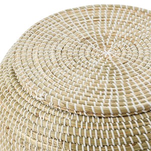 Round seagrass <b>basket</b> <b>with</b> <b>lid</b> Handmade Storage <b>Basket</b> Wholesale eco-friendly Made in Viet Nam - Product Image 3