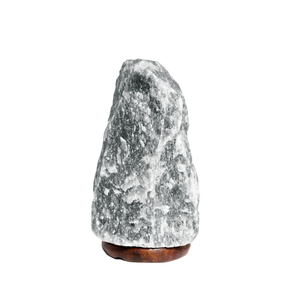 Wholesale Natural Grey Salt Himalayan Lamp with Dimmer <b>Switch</b> Carved Gray Rock Salt Lamp on Wooden Base Table Lamp - Product Image 1