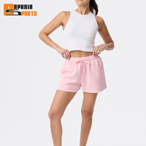 Pantalones Cortos Deportivos Personalizados con Logotipo, con Cordón, de Felpa, de Algodón, para Gimnasio, de Alta Calidad, Color Rosa, para Mujer - Product Image 2