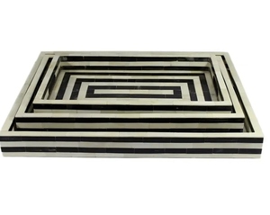 Bandeja de Servir Artesanal con Incrustaciones de Hueso para Servir Bebidas, Aperitivos y Postres, Elegante Adorno Decorativo para Sala de Estar y Comedor - Product Image 3