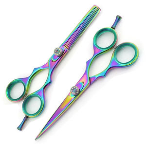 Professional Right-Handed Stainless Steel Short Handle Hair Scissors <b>Set</b> 6 Inch Straight Thinning Scissors <b>Barber</b> Shears + Hair - Product Image 5