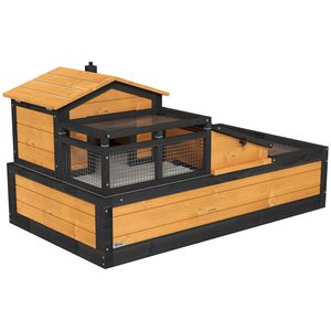 Casa gialla dell'habitat di tartaruga di 3 stanze 44 \ "X 25.5 \" X 25 \ "2 piani con balcone per cabine e camere da giardino - Product Image 1