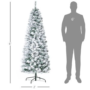 Christmas Tree 6ft Prelit Flocked 250 Warm LED <b>Lights</b> 462 <b>Branches</b> Green White PE PVC Material for Indoor Decorations 210 cm - Product Image 3