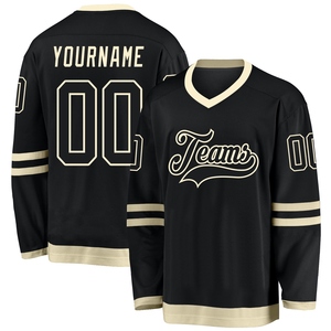 Wholesale Best Selling <b>Top</b> Quality Direct Industry Custom Black White-<b>Red</b> Hockey <b>Lace</b> Neck Jersey - Product Image 2