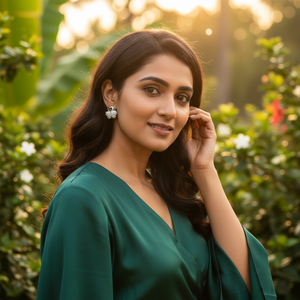 Magnifiques boucles d'oreilles en argent avec diamants en forme de trèfle, bijoux élégants et étincelants pour femmes et filles, à porter lors de mariages et de fêtes - Product Image 5