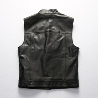 Gilet de motard en cuir véritable noir style club avec patchs, prêt à l'emploi, pour homme, OEM