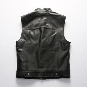 Gilet de motard en cuir véritable noir style club avec patchs, prêt à l'emploi, pour homme, OEM - Product Image 6