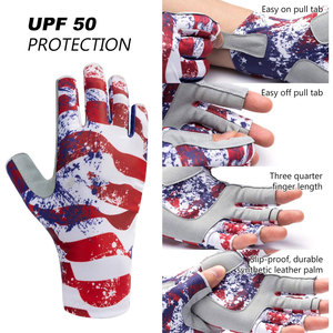 Gants de navigation avec protection solaire, design sans doigts, UPF 50+, pour hommes et femmes, avec imprimé Americana coloré - Product Image 2