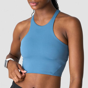 Débardeur court côtelé pour femme, haute élasticité, 90% Polyester 10% Élasthanne, extensible dans les quatre sens, Nouveauté été, Vêtement de sport - Product Image 1
