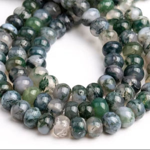 Cuentas sueltas de ágata musgosa botánica natural en forma de rondel para la fabricación de joyas, pulseras, collares y manualidades DIY. - Product Image 1