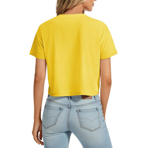 Oem Service Women's Crop Top Round Neck Short Sleeve Upf Protection Drop Shoulder Fashion Essential Lifestyle Wearing Crop Tee - Product Image 2