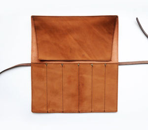 Bolsa Portacuchillos de Cuero Genuino al por Mayor OEM/ODM, Estuche de Almacenamiento con 4 Ranuras, Bolsa Profesional para Herramientas de Cocina, Resistente al Agua - Product Image 3