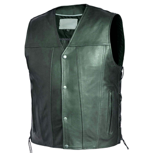 Men's Plus Size <b>Black</b> Polyester Moto <b>Vest</b> Adjustable Waist Solid Color Autumn Outer Wear Regular Fit Collarless - Product Image 2