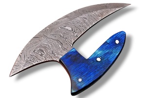 มีดตัดพิซซ่า Nordic Forge Damascus Steel Alaskan Ulu ด้ามไม้ Pakka พร้อมปลอกหนัง รองรับการผลิตแบบ OEM - Product Image 2