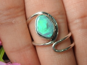 Australian <b>Opal</b> <b>Ring</b> Adjustable-925 Sterling <b>Silver</b>-October Birthstone-<b>Opal</b> Doublets-Handmade Jewelry-Gift For Her-MS - Product Image 4
