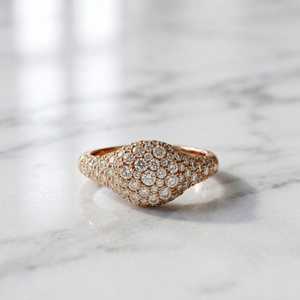 Dainty Stacking Round Cut Diamond <b>Dome</b> <b>Ring</b> Lab Grown 14K Solid Gold Romantic Wedding Anniversary Charm Gift For Girlfriends - Product Image 3