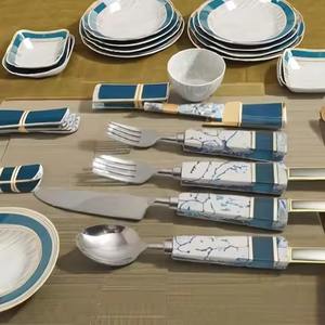 Juego de Cubiertos de Acero Inoxidable Contemporáneo con Mango de Cerámica, Cuchara, Tenedor, Cuchillo, Colección de Cubiertos para Uso en el Hogar y Hoteles - Product Image 1